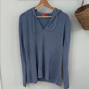 Dash Hemp Blue V-Neck Hooded Sweater